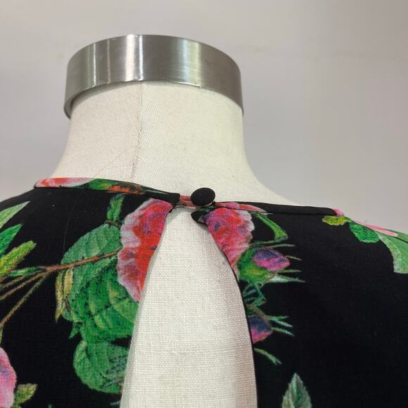 Calvin Klein Black Floral Dress Sleeveless Office Siren Chic 4 - Picture 8 of 9